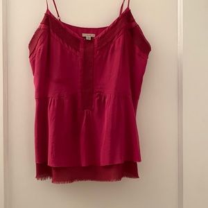 Two tone magenta silk tank top
